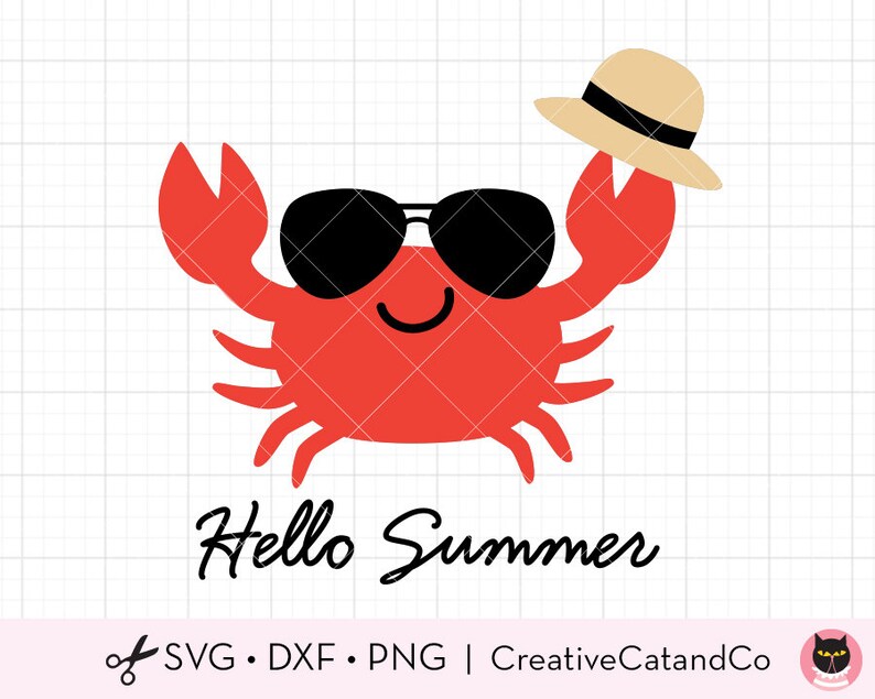 Download Hello Summer Crab SVG DXF Crab with Sunglasses Beach Summer | Etsy