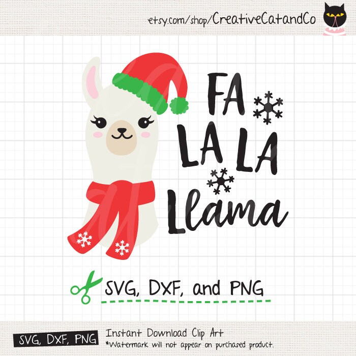 Download Fa La La Llama SVG DXF Christmas Llama Wearing Santa Hat ...