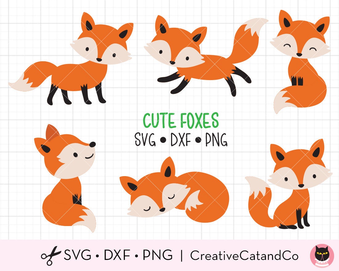 Fox pdf. Fox svg. Сет лисички.