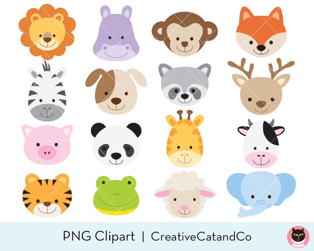 Animal Face Clipart Animal Head Clipart Cute Animal Clipart - Etsy Animal Face Clipart Animal Head Clipart Cute Animal Clipart - Etsy