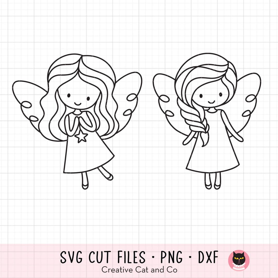 Line Cutable Cute Angel SVG PNG DXF Files for Cricut and Silhouette Cuttable Little ...