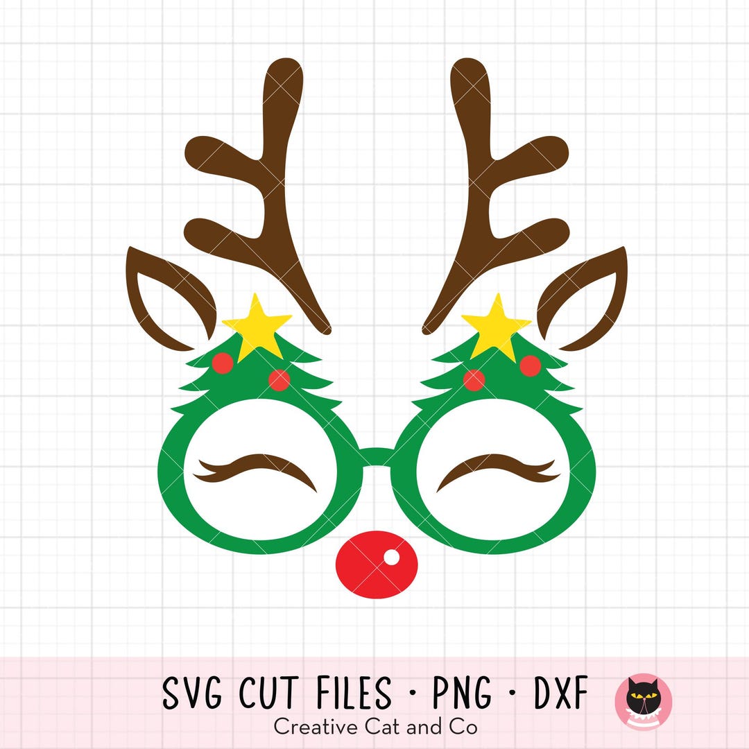 Reindeer Face With Christmas Glasses SVG DXF Cute Funny Holidays ...