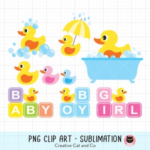Yellow Rubber Duck PNG Clipart,  Baby Boy Girl Shower, Cute Duck in Bathtub, Invitation Announcement Design, Digital Download