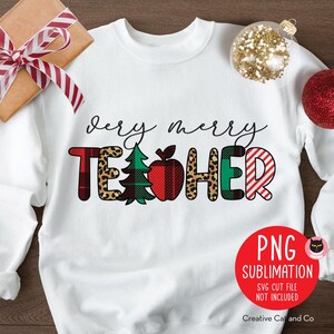 Weihnachtslehrer PNG, sehr frohes Lehrer-T-Shirt Design, Erzieher-Feiertag DIY Geschenkideen, Sublimationsdruck