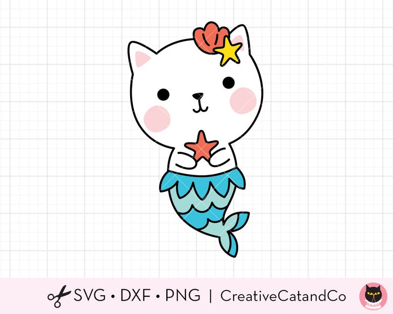 Birthday Mermaid Cat SVG Files for Cricut Cute Cat Mermaid | Etsy