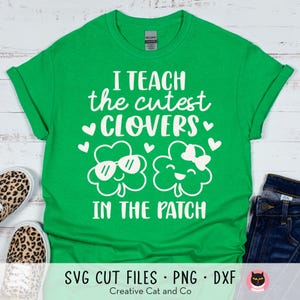 Tréboles más lindos para maestros SVG, archivo de corte del Día de San Patricio, trébol PNG para niños, diseño de camiseta escolar, archivo de corte Cricut