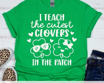 Teacher Cutest Clovers SVG PNG, St. Patrick’s Day Cut File, Kids Clover PNG, School T-Shirt Design, Cricut Cut File