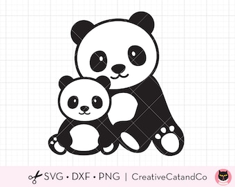 Baby Panda SVG Mom and Baby Panda Animal svg Cute Panda svg Mother’s Day svg Files for Cricut Silhouette Panda Cub and Mother SVG DXF