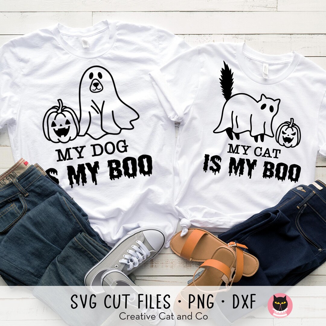 Cat and Dog Halloween SVG PNG DXF Duo | My Cat is My Boo and My Dog is ...
