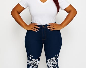Unique, Hand-Painted Skinny Jeans Milky Way sz 11