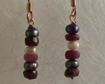 Ruby and Freshwater Pearl earrings