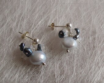 Pearl and Moonstone cluster earrings