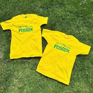 Deadstock Vintage 80s Bright Yellow Fostex Electronics Soft & Thin T-shirt / Vintage 80s Yellow Fostex Single Stitch T-shirt