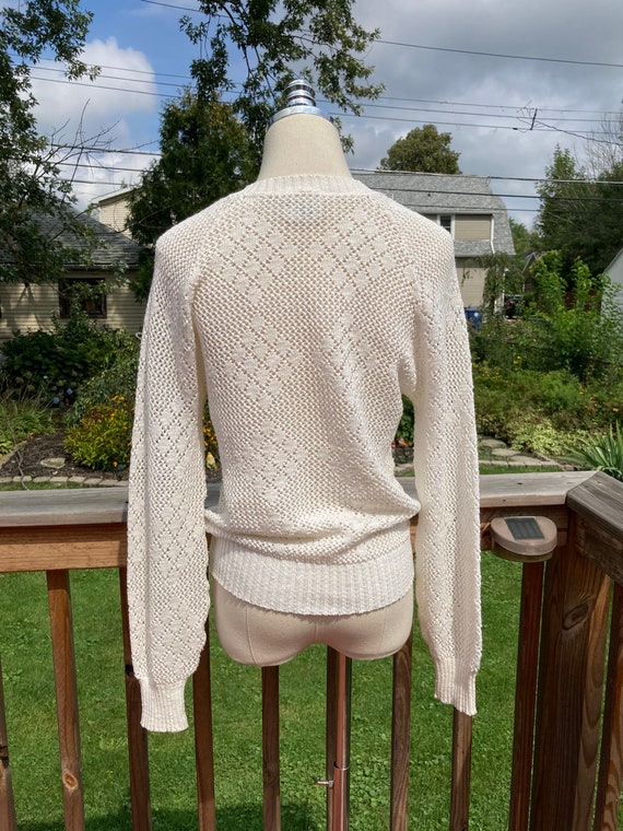 Vintage 70s Cream Loose Knit Sweater / 70s White … - image 5