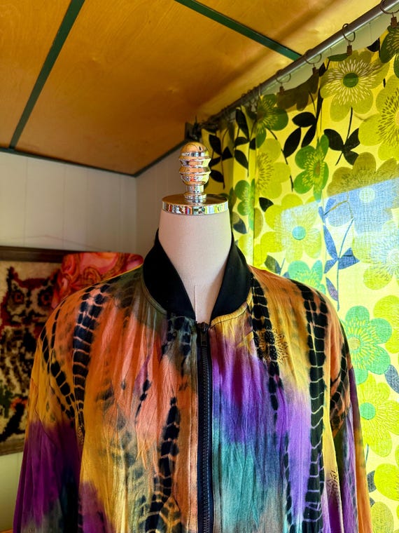Vintage 90s Tie Dye Zip Up Bomber Jacket / Vintag… - image 3