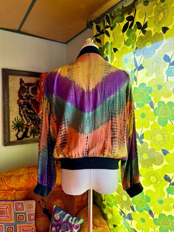 Vintage 90s Tie Dye Zip Up Bomber Jacket / Vintag… - image 5