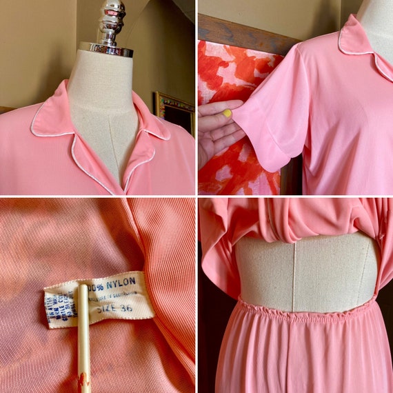 Vintage 60s Pink Nylon Kmart Pajama Set / 60s Pin… - image 10