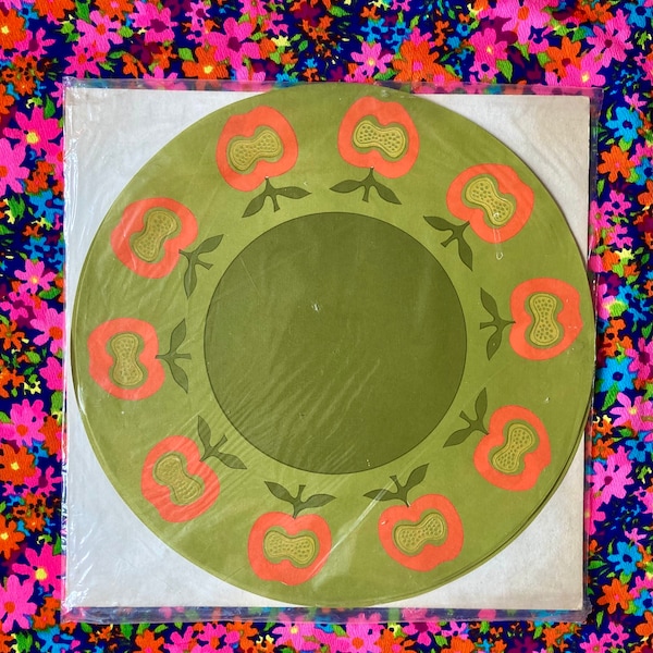 Vintage Mod Apple Print NOS Party House Paper Placemats / Vintage Pack of 12 Mod Apple Place Mats