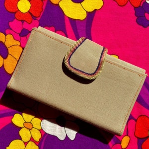 Vintage 80s Brown Rainbow Foldable Wallet Pocketbook / Vintage Rainbow Wallet Pocketbook / Vintage 80s Rainbow Wallet