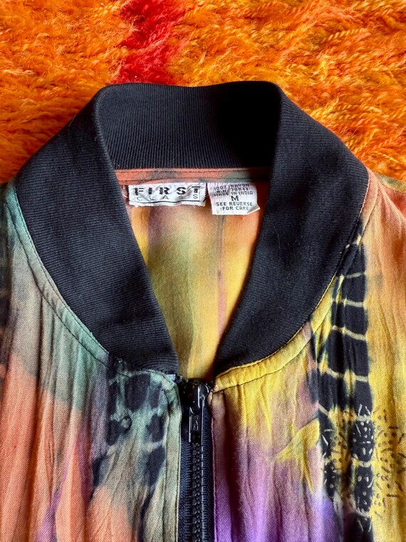 Vintage 90s Tie Dye Zip Up Bomber Jacket / Vintag… - image 9