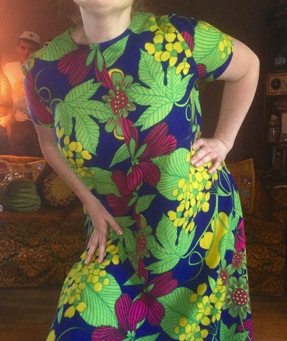 Vintage 60s Floral Maxi Dress / Vintage Flower Pow