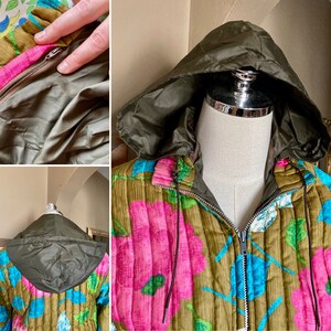 Rare Vintage 60s Mod Flower & Butterfly Quilted Puffy Jacket / Vintage 60s Mod Floral Coat / 60s Quilted Psychedelic Puffer Jacket Small image 10