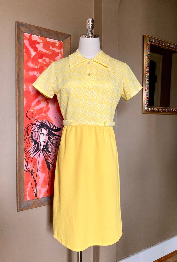 Vintage 60s Mod Yellow Shirt Dress / Vintage 60s … - image 2