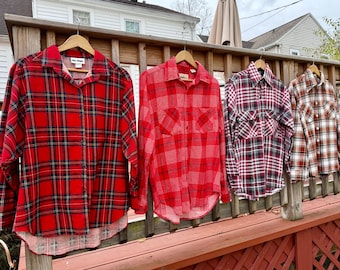 YOU PICK / Vintage Flannel Shirts / Vintage Red Flannel Shirt / Vintage Brown Flannel Shirt / Vintage Blue Flannel Shirt