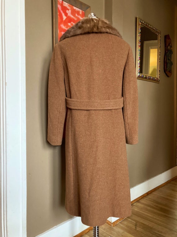 Vintage 60s Brown Fur Collar Wool Coat / Vintage … - image 5