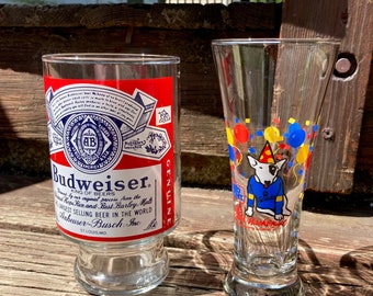 YOU PICK / Vintage Budweiser Beer Glasses / Vintage Budweiser Glass / Vintage Budweiser Spuds Mackenzie Beer Glass