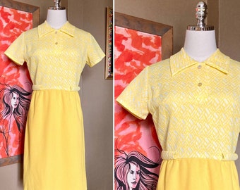 Vintage 60s Mod Yellow Shirt Dress / Vintage 60s Mod Yellow Dress / Vintage Yellow Dress