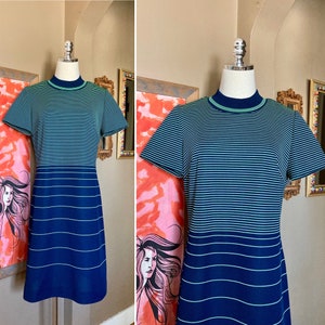 Vintage 70s Mod Blue & Green Optical Illusion Striped Dress / Vintage Mod  Green Striped Dress / Vintage Mod Blue Striped Polyester Dress - Etsy