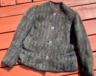 Vintage 60s Green & Black Austrian Ski Team Olympic Games Wool