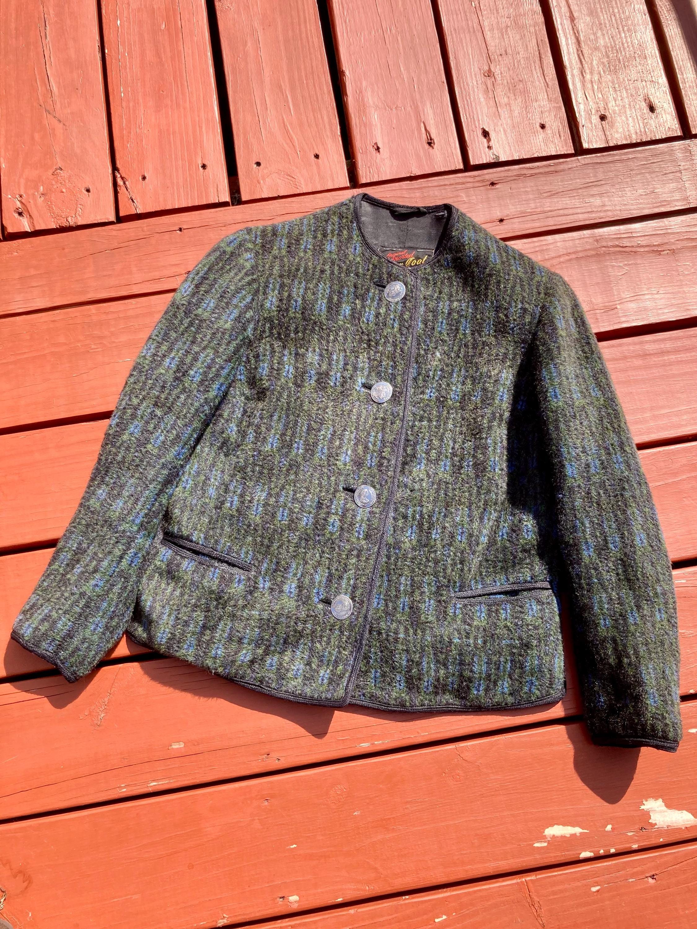 Vintage 60s Green & Black Austrian Ski Team Olympic Games Wool