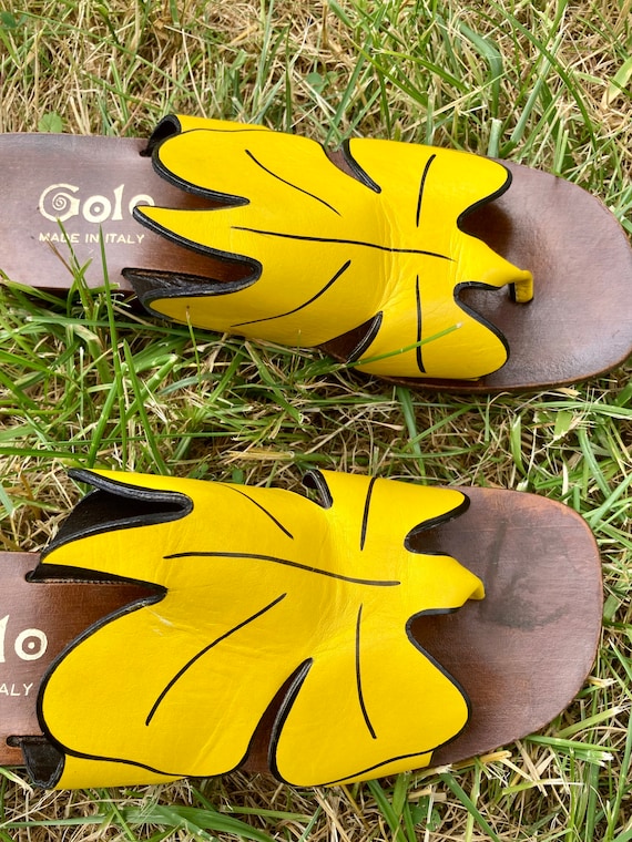 Vintage 60s Yellow Golo Butterfly Sandals / Vinta… - image 2