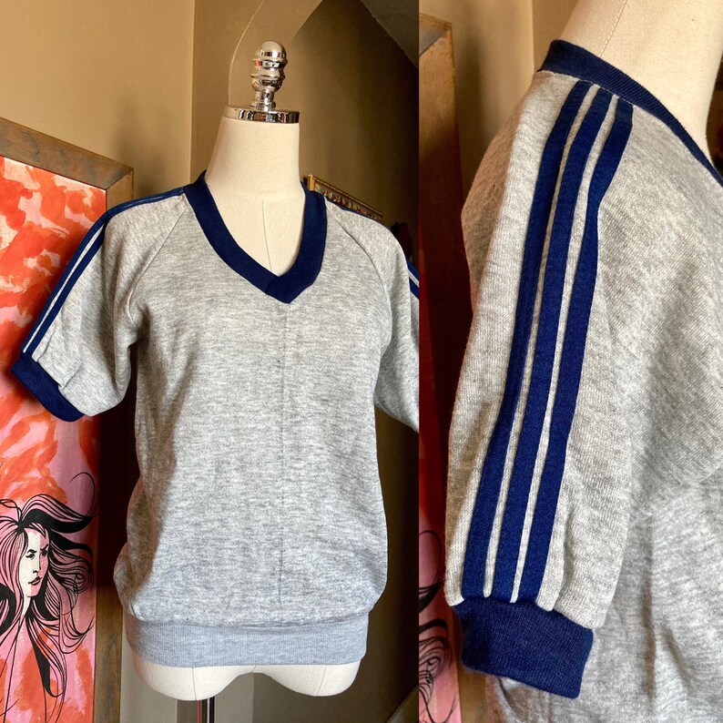 Vintage 70s NOS Heather Gray Short Sleeve Raglan Vintage Heather Gray Striped Raglan Vintage Heather Sweatshirt