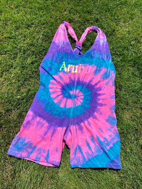 Vintage 90s Tie-Dye Aruba Romper Jumpsuit / Vintag