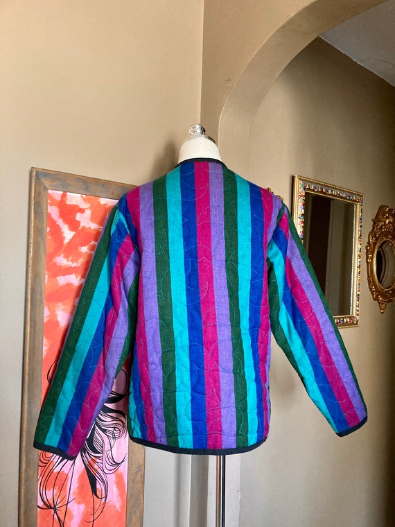 Rare Vintage 60s Mod BRIGHT Striped Color Block Q… - image 6