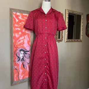Vintage 80s Red & Green Paisley Leslie Fay Shirt Dress / Vintage 80s Leslie Fay Dress / Vintage Leslie Fay Professional Dress image 2