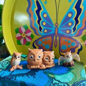 Vintage 70s Owl Figurines / Vintage Instant Owl Collection Lot of 3 Vintage Owls / Vintage Owl Knick Knacks