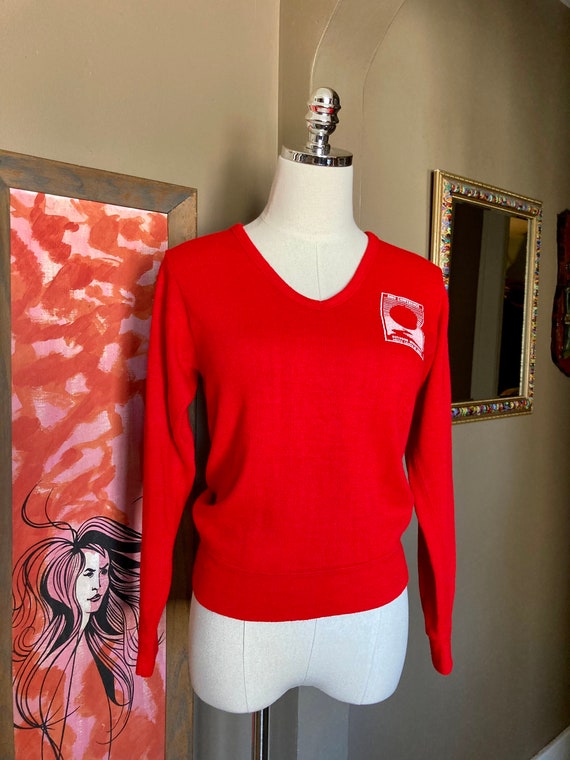 Vintage 70s Red Pullover Sweater / 70s Red Ohio C… - image 7