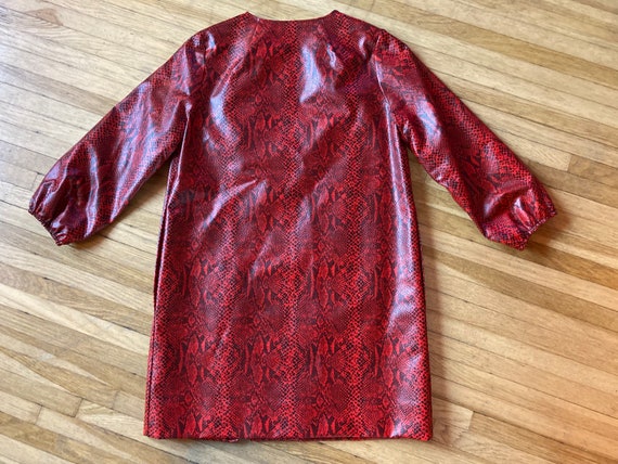 Vintage 60s Mod Red & Black Faux Snake Skin Coat … - image 8