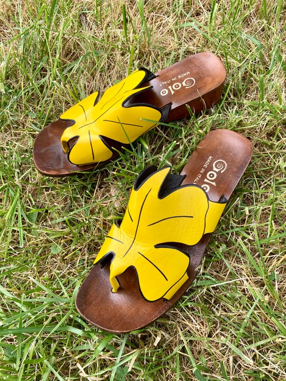 Vintage 60s Yellow Golo Butterfly Sandals / Vinta… - image 7