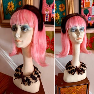 Vintage 50s/60s Real Mink Fur Headband / Vintage Brown Mink Fur Headband / Vintage Mink Headband / Vintage 60s Brown Mink Fur Headband Hat