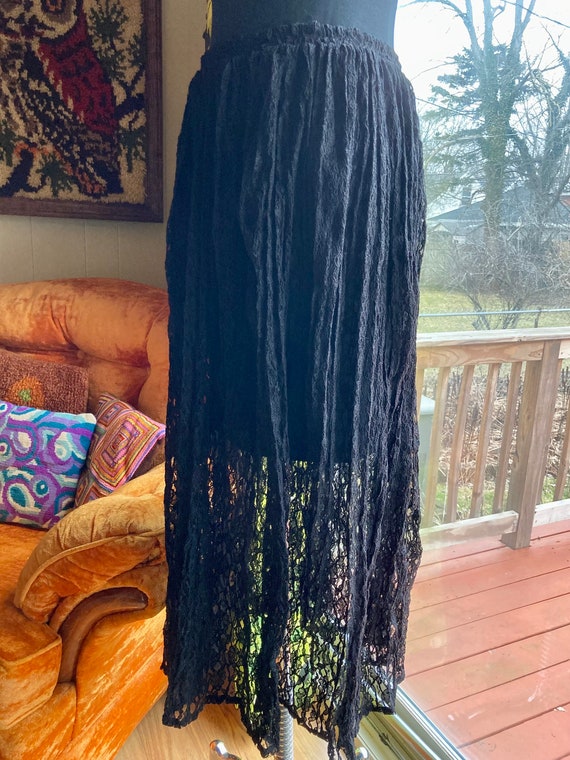 Vintage 90s Black Lace Sheer Maxi Skirt / Vintage… - image 9