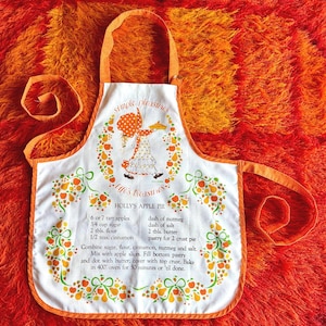 Vintage 70s Holly Hobbie Apple Pie Recipe Apron / Vintage Holly Hobbie Recipe Apron / Vintage American Greetings Holly Hobbie Apron