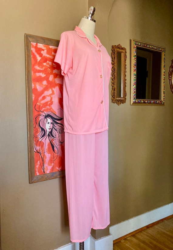 Vintage 60s Pink Nylon Kmart Pajama Set / 60s Pin… - image 6