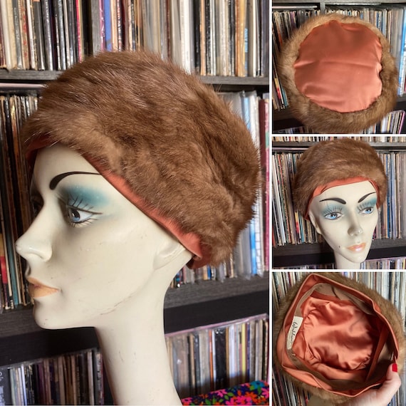 Vintage 60s Winkelman’s Mink & Satin Fur Hat / 60… - image 1