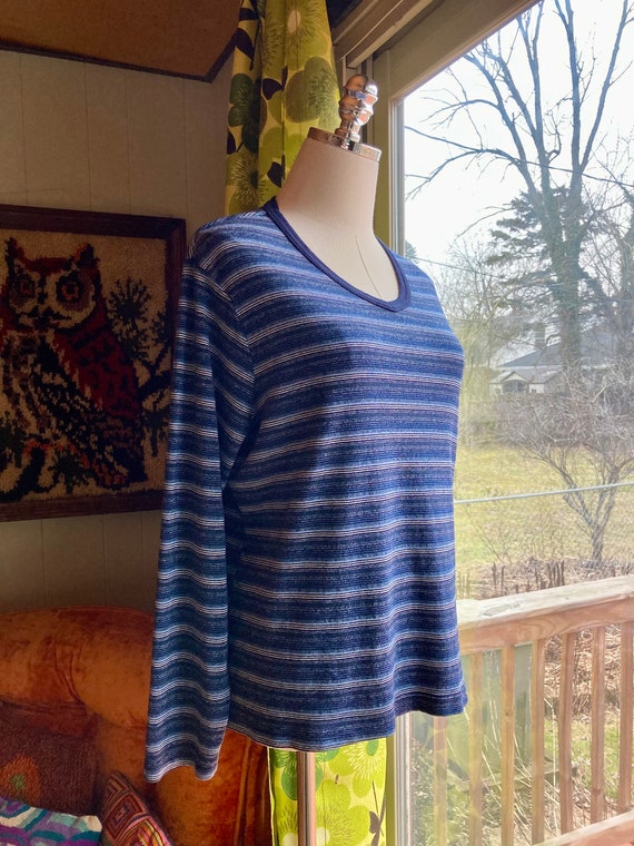 Vintage 90s Blue Striped Xhilaration Shirt / Vint… - image 4