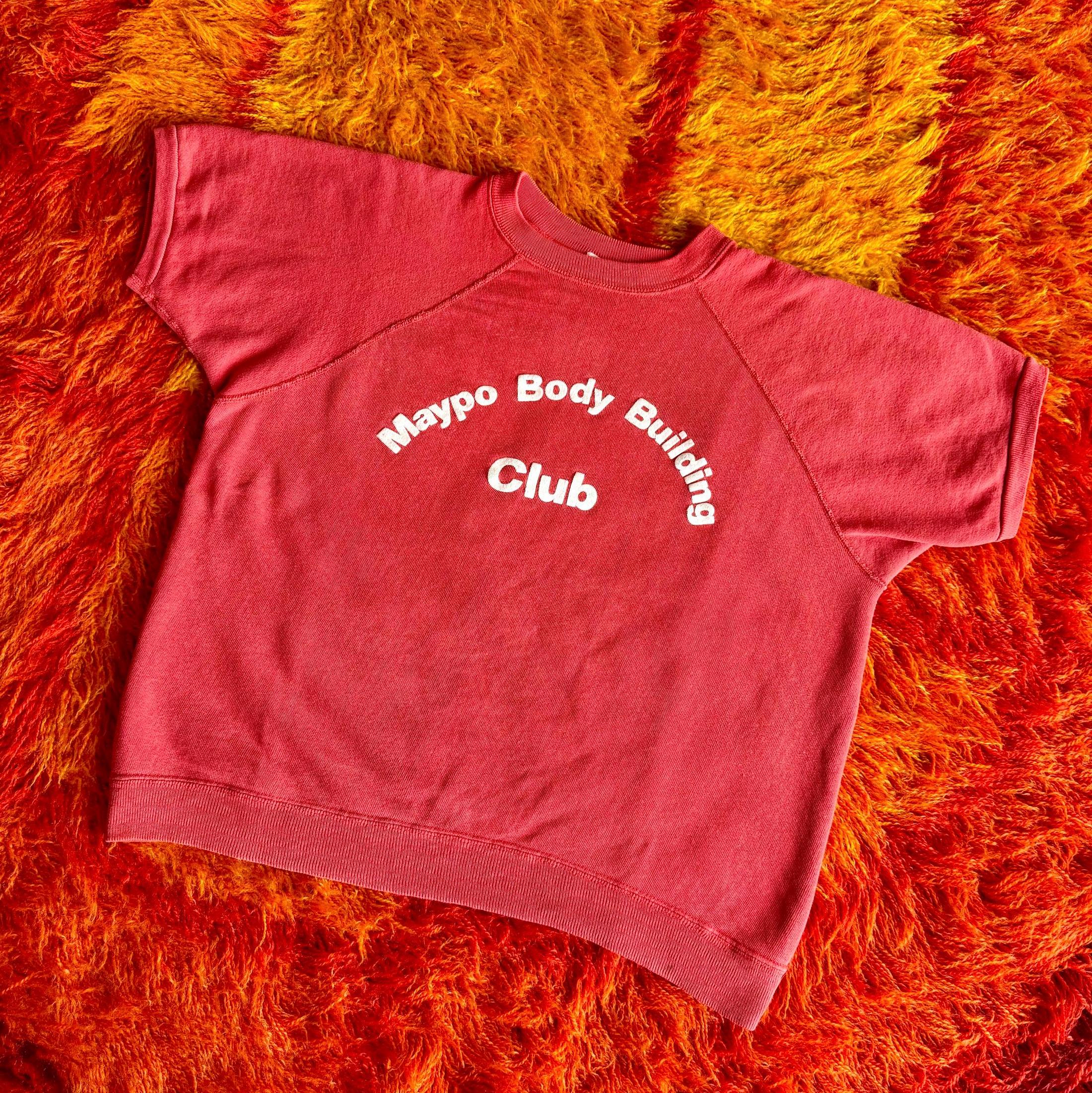 Vintage 70s Faded Red Maypo Body Building Club Short Sleeved Raglan  Sweatshirt / Vintage Soft \u0026 Faded Red Short Sleeve Sweatshirt L/XL - Etsy, image size:2200x2201